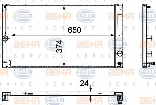 8MK 376 729-601 Radiator, racire motor BEHR HELLA SERVICE 