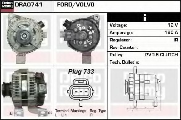 DRA0741 Generator / Alternator DELCO REMY 