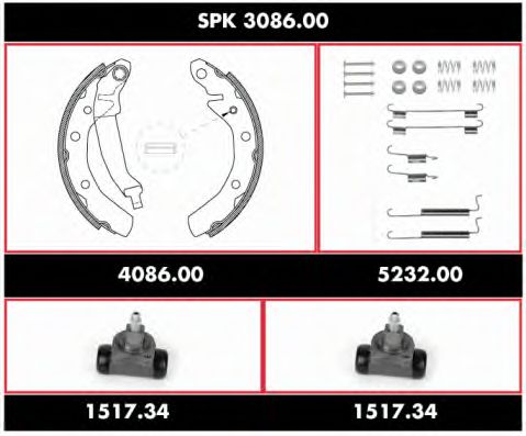SPK 3086.00 Set frana, frana tambur WOKING 