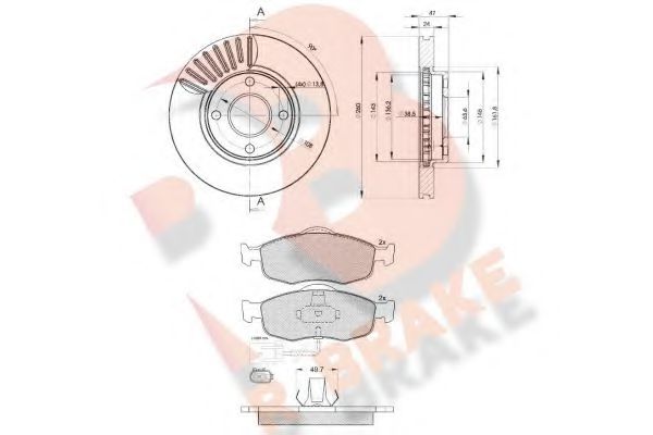 3R09176784 Set frana, frana disc R BRAKE 