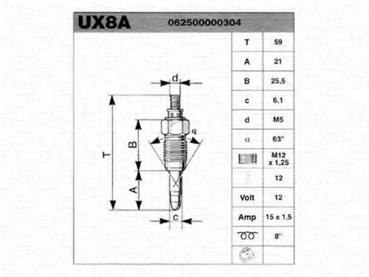 062500000304 Bujie incandescenta MAGNETI MARELLI 