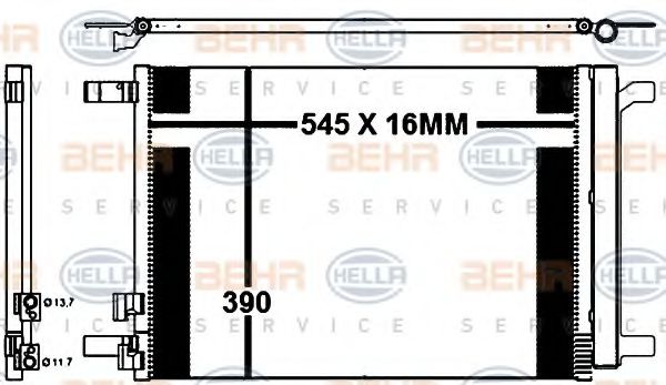 8FC 351 343-111 Condensator, climatizare BEHR HELLA SERVICE 