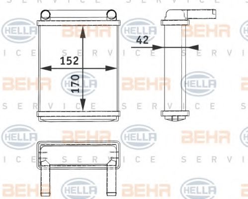 8FH 351 312-521 Schimbator caldura, incalzire habitaclu BEHR HELLA SERVICE 