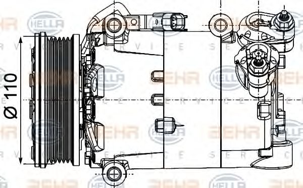 8FK 351 334-361 Compresor, climatizare BEHR HELLA SERVICE 