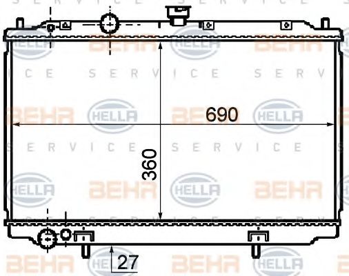 8MK 376 753-711 Radiator, racire motor BEHR HELLA SERVICE 