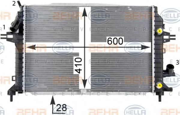 8MK 376 790-031 Radiator, racire motor BEHR HELLA SERVICE 