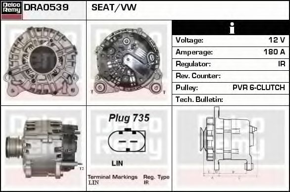 DRA0539 Generator / Alternator DELCO REMY 