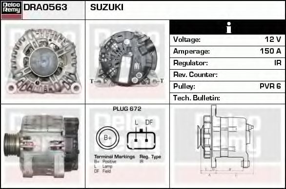 DRA0563 Generator / Alternator DELCO REMY 