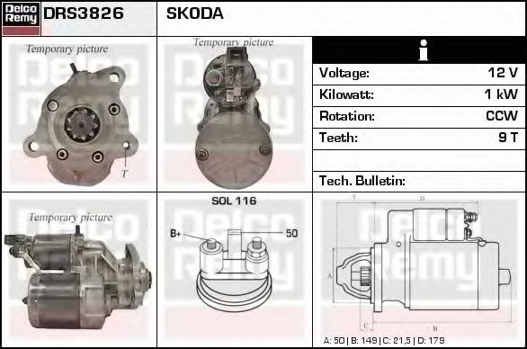 DRS3826 starter DELCO REMY 
