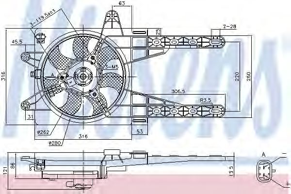 85141 Ventilator, radiator NISSENS 