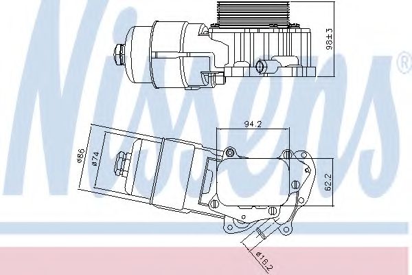 90703 Radiator ulei, ulei motor NISSENS 