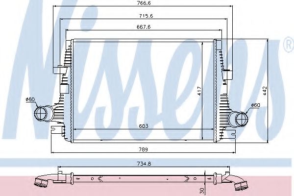 96644 Intercooler, compresor NISSENS 
