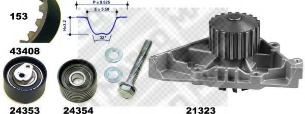 41408 Set pompa apa + curea dintata MAPCO 