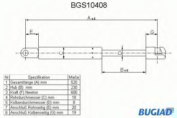 BGS10408 Amortizor portbagaj BUGIAD 