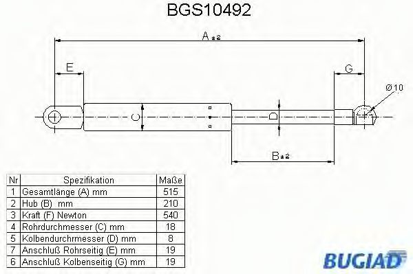 BGS10492 Amortizor portbagaj BUGIAD 