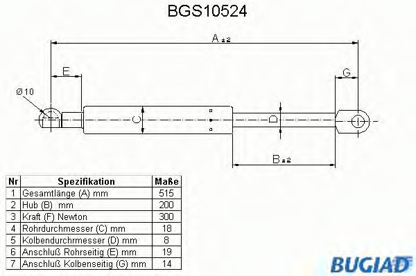 BGS10524 Amortizor portbagaj BUGIAD 