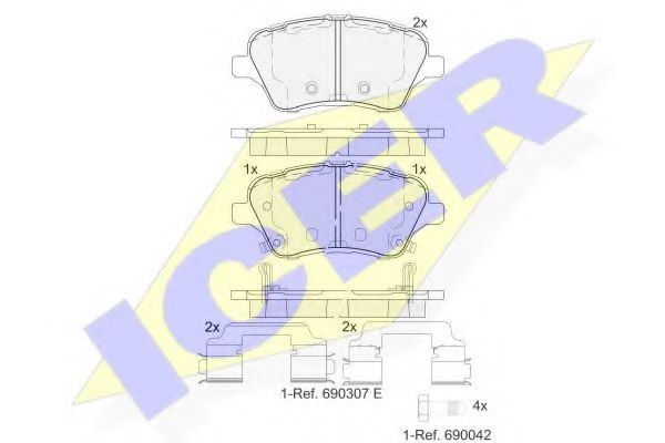 182108-203 set placute frana,frana disc ICER 