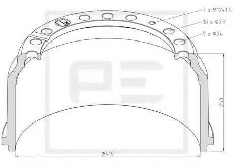 036.400-00A Tambur frana PE Automotive 