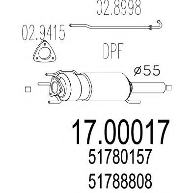 17.00017 Filtru funingine/particule, sist.de esapament MTS 