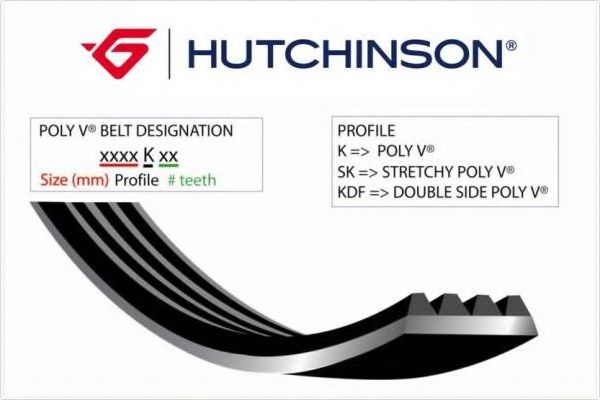 1070 K 6 Curea transmisie cu caneluri HUTCHINSON 