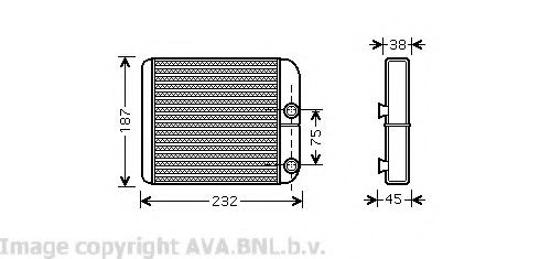 VO6129 Schimbator caldura, incalzire habitaclu AVA QUALITY COOLING 