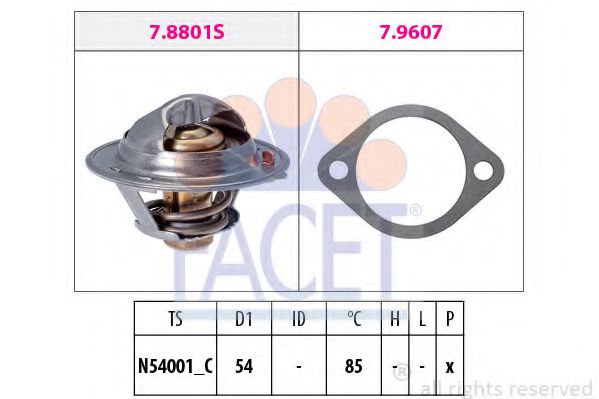 7.8801 termostat,lichid racire FACET 
