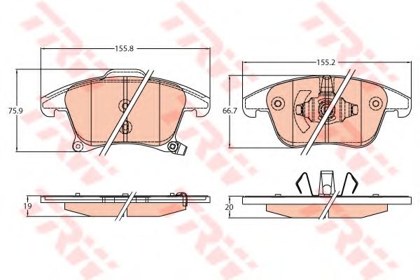GDB2092 set placute frana,frana disc TRW 