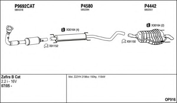 OP916 Sistem de esapament FENNO 