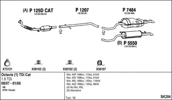 SK204 Sistem de esapament FENNO 