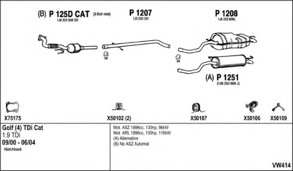 VW414 Sistem de esapament FENNO 