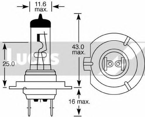 LLB477 Bec, far faza lunga LUCAS ELECTRICAL 