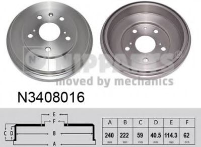 N3408016 Tambur frana NIPPARTS 