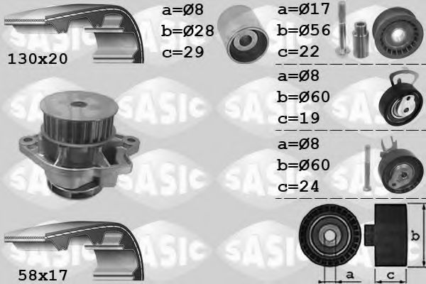 3906060 Set pompa apa + curea dintata SASIC 