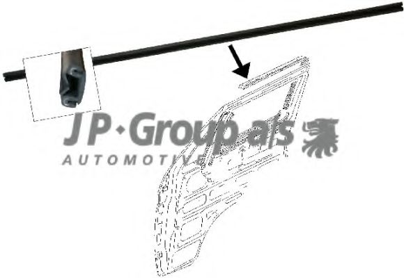 1186150100 Garnitura, geam lateral JP GROUP 