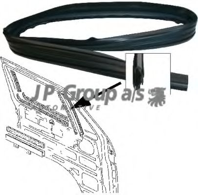 1186150200 Garnitura, geam lateral JP GROUP 