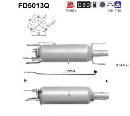 FD5013Q Filtru funingine/particule, sist.de esapament AS 