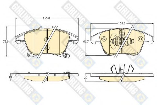 6120922 set placute frana,frana disc GIRLING 