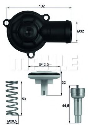 TI 220 87D termostat,lichid racire MAHLE ORIGINAL 