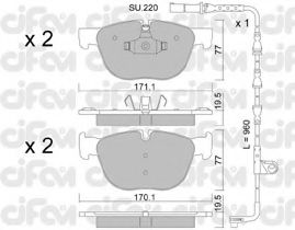 822-770-0K set placute frana,frana disc CIFAM 