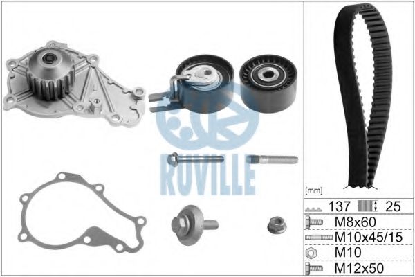 55953721 Set pompa apa + curea dintata RUVILLE 