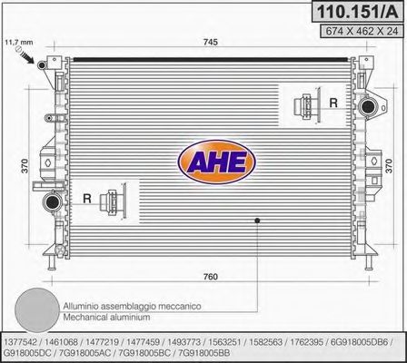 110.151/A Radiator, racire motor AHE 
