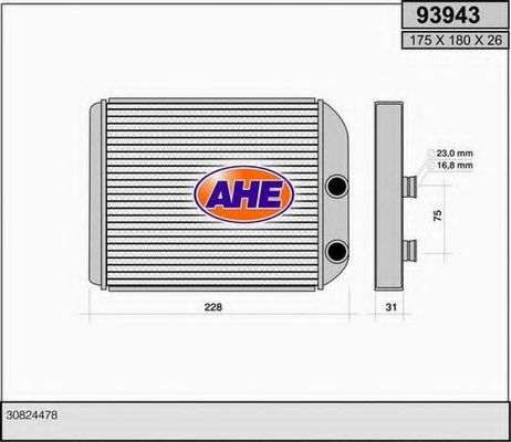 93943 Schimbator caldura, incalzire habitaclu AHE 