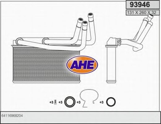 93946 Schimbator caldura, incalzire habitaclu AHE 