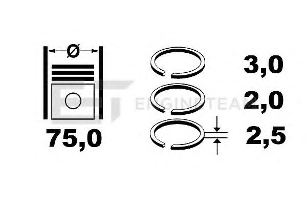 R1004100 Set segmenti piston ET ENGINETEAM 