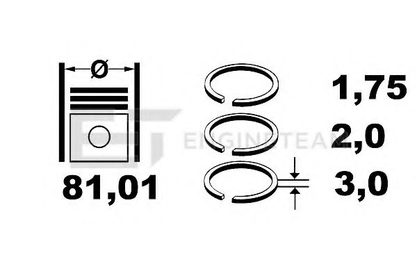 R1009100 Set segmenti piston ET ENGINETEAM 