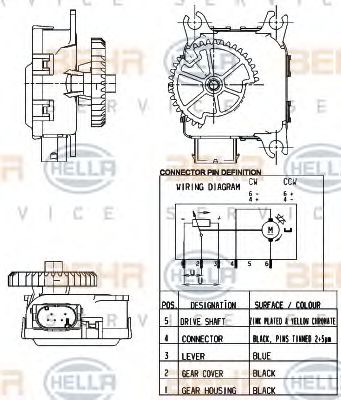 6NW 351 344-001 Element de reglare, clapeta carburator HELLA 