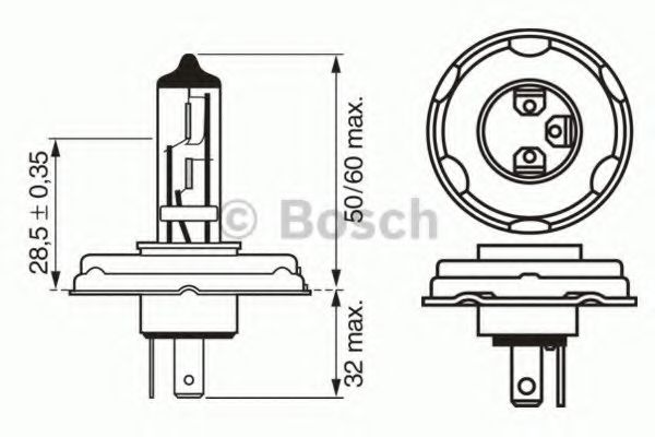 1 987 302 021 Bec, far faza lunga BOSCH 
