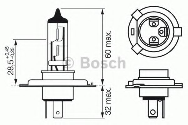 1 987 302 045 Bec, far faza lunga BOSCH 