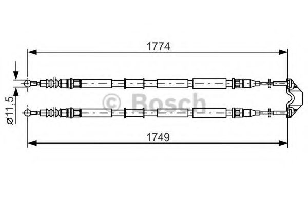 1 987 477 163 Cablu, frana de parcare BOSCH 