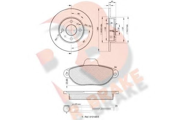 3R09533465 Set frana, frana disc R BRAKE 